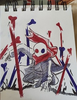 Dessin entièrement au bic : fatal error, undertale.